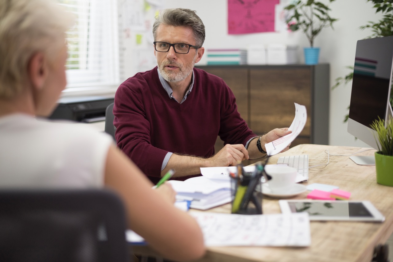 Two owners working together in the office